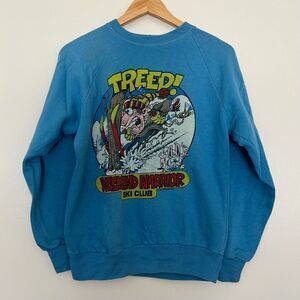 Vintage 80s Ski Club Sweatshirt TREED! Funny Comic Graphics Weekend Warriors S/M